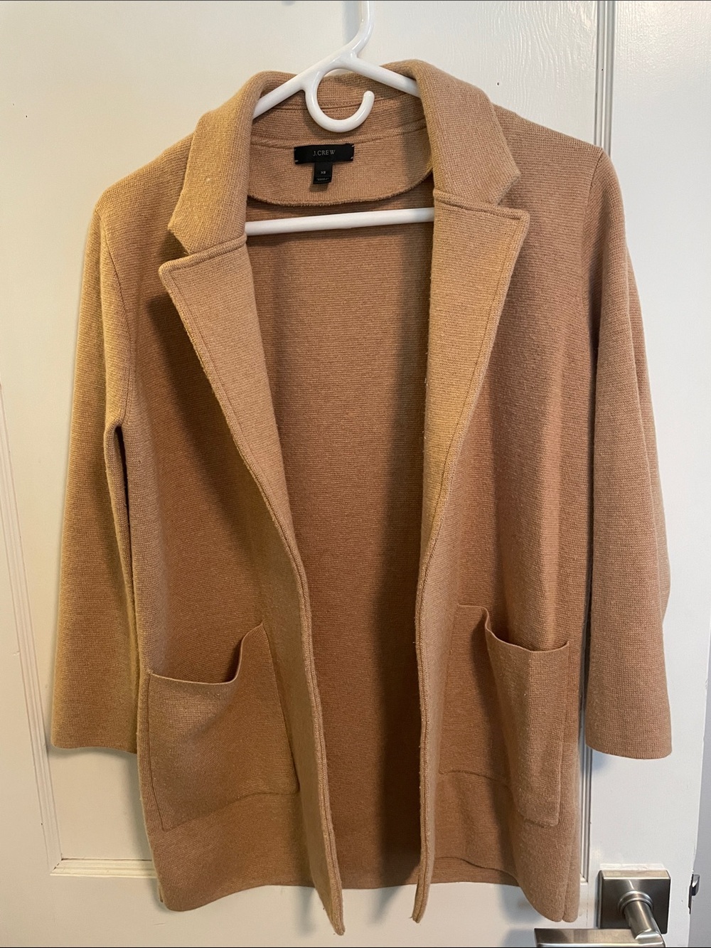 J. Crew Camel Open-Front Knit Cardigan with Pockets